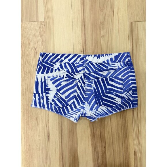 Express Womens Palm Print Blue & White Cutoff Jean Shorts Size 6 - Picture 4 of 4
